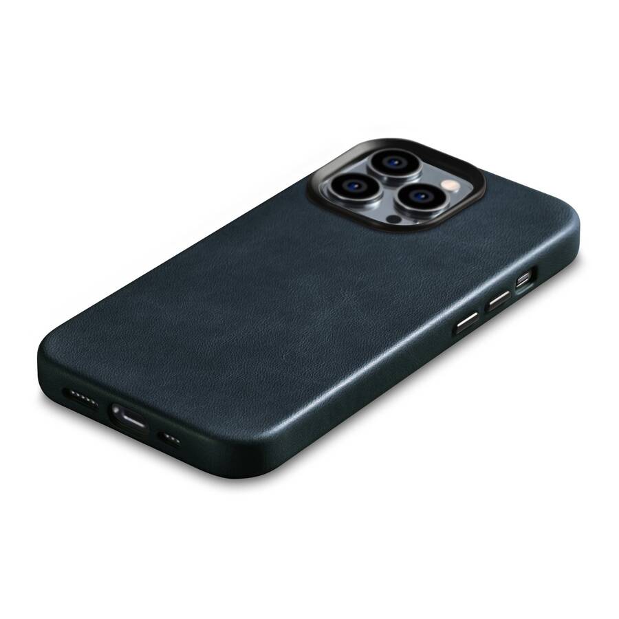 ICARER OIL WAX PREMIUM LEATHER CASE IPHONE 14 PRO MAX MAGNETIC LEATHER CASE WITH MAGSAFE DARK BLUE (WMI14220704-BU)