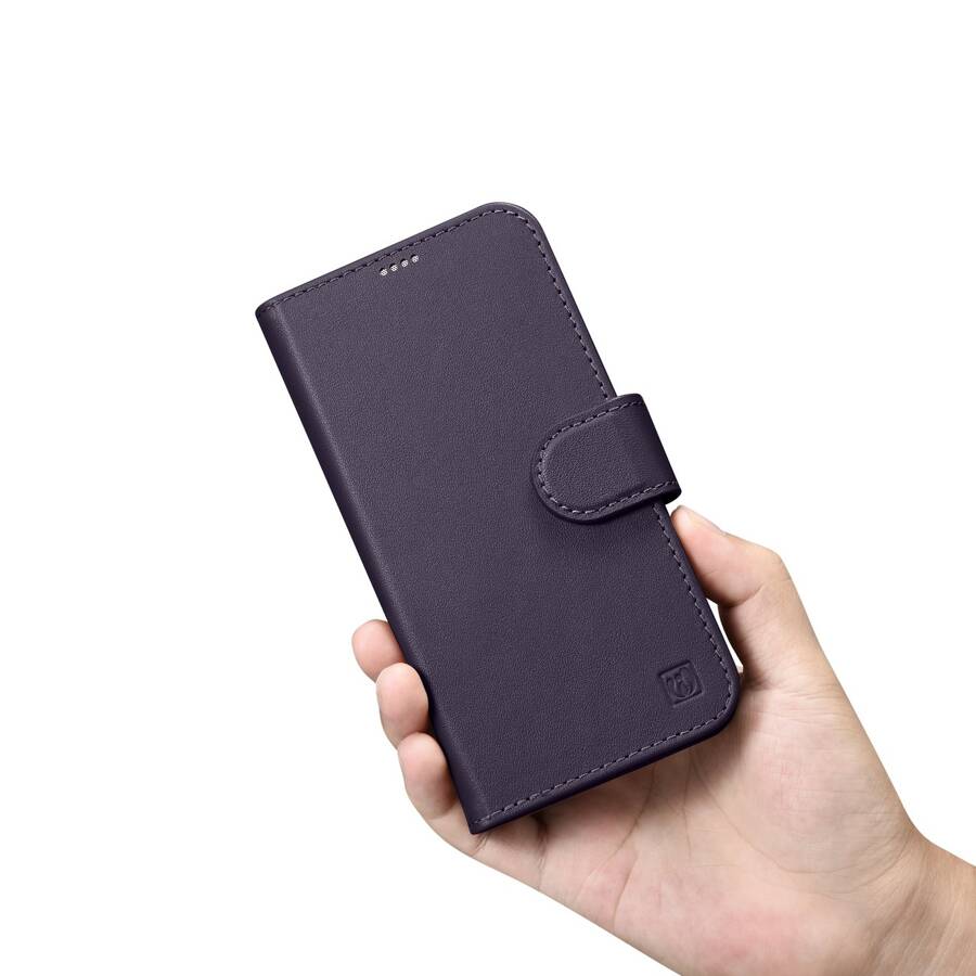 ICARER WALLET CASE 2IN1 COVER IPHONE 14 PRO ANTI-RFID LEATHER FLIP CASE DARK PURPLE (WMI14220726-DP)