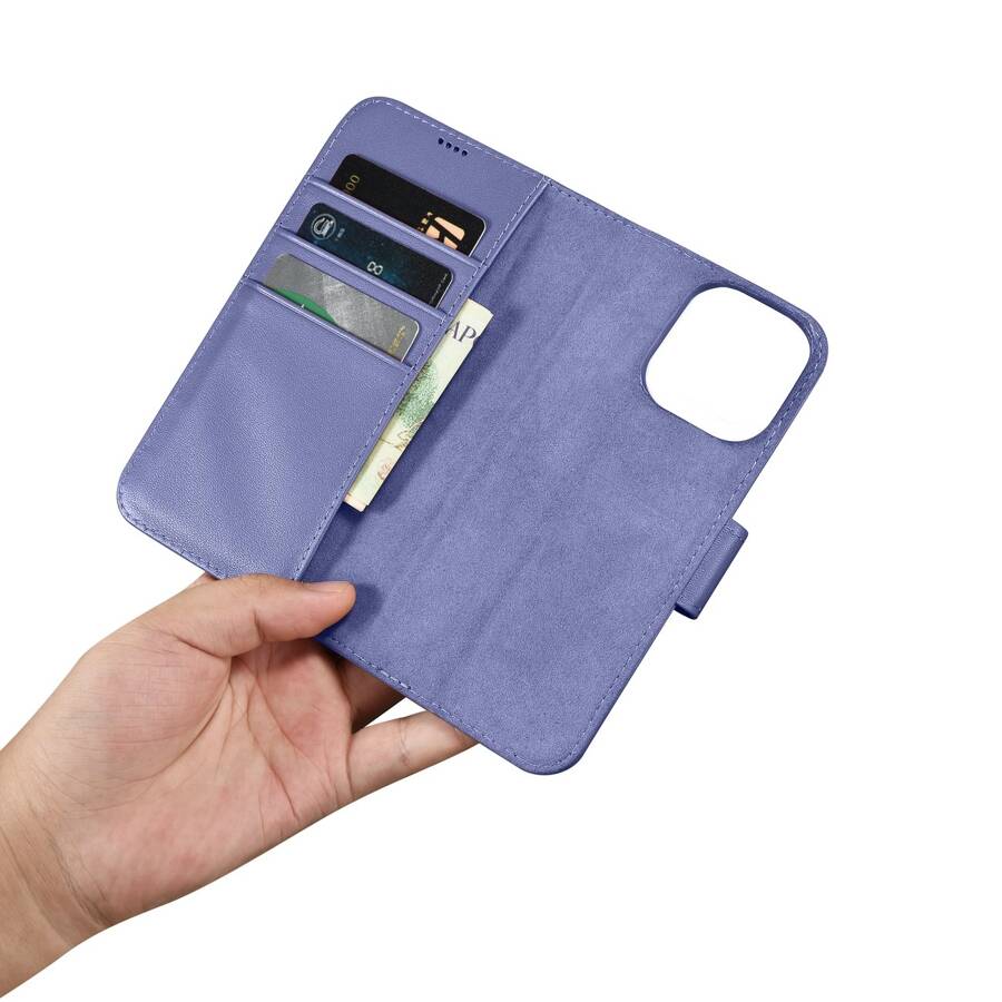 ICARER WALLET CASE 2IN1 COVER IPHONE 14 PRO ANTI-RFID LEATHER FLIP CASE LIGHT PURPLE (WMI14220726-LP)