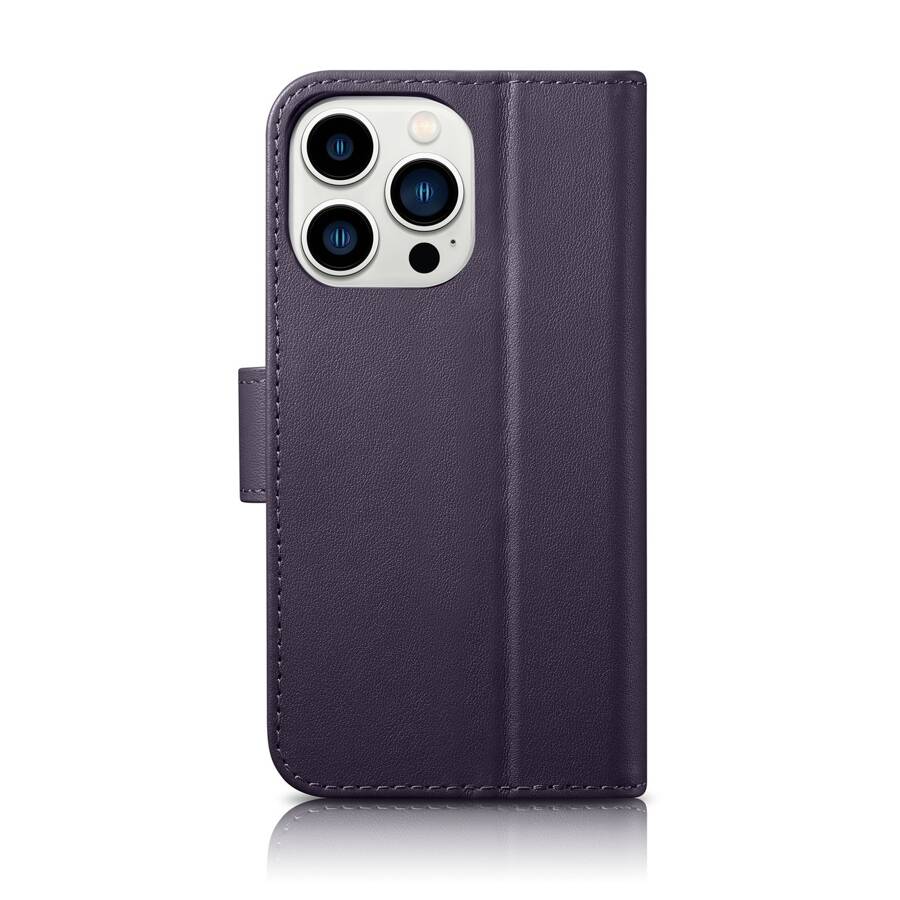 ICARER WALLET CASE 2IN1 COVER IPHONE 14 PRO MAX ANTI-RFID LEATHER FLIP CASE DARK PURPLE (WMI14220728-DP)