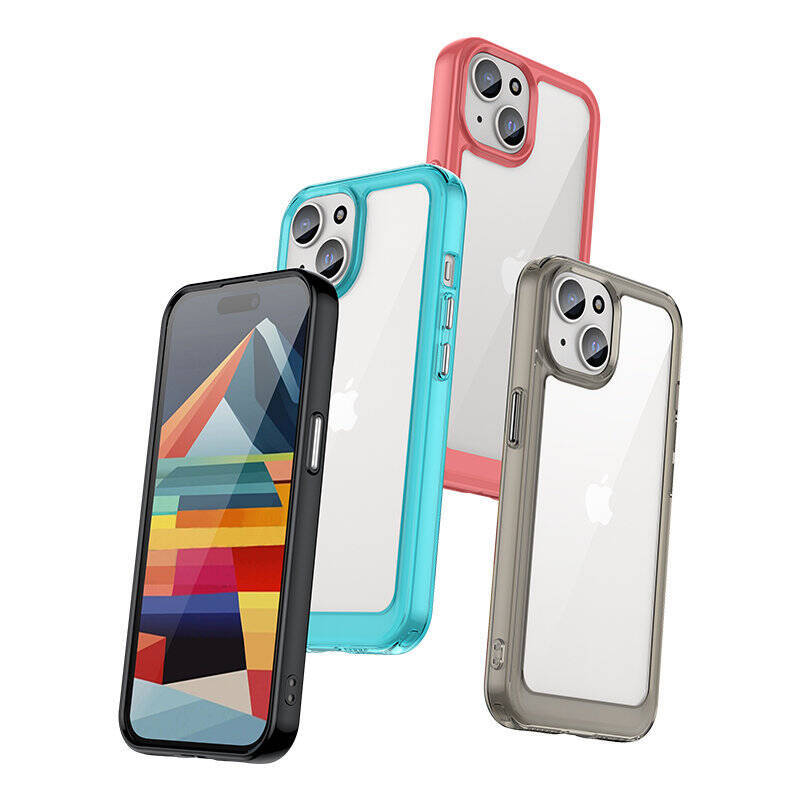 IPHONE 15 OUTER SPACE REINFORCED CASE WITH FLEXIBLE FRAME - TRANSPARENT