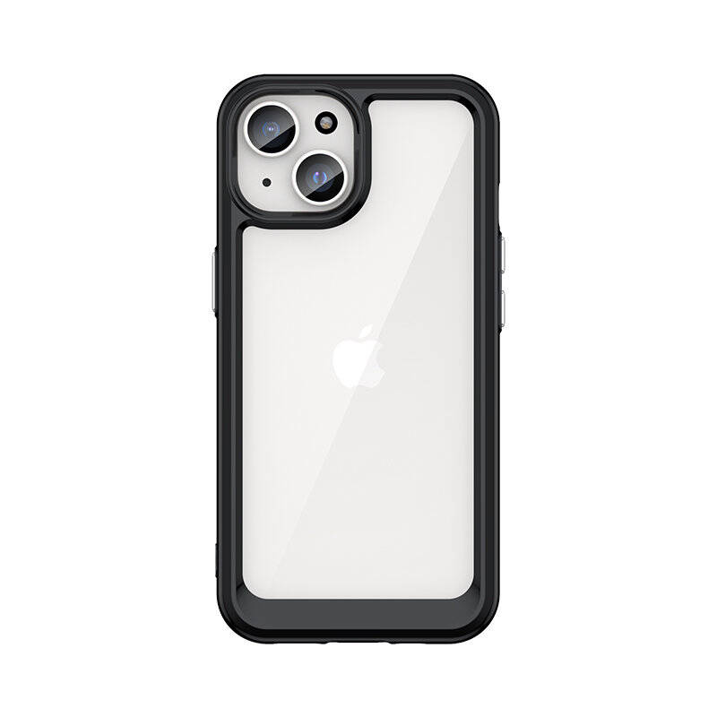 IPHONE 15 PLUS OUTER SPACE REINFORCED CASE WITH FLEXIBLE FRAME - BLACK