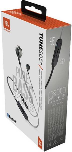 JBL TUNE 205BT BLACK IN EAR WIRELESS HEADPHONES