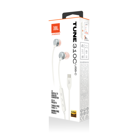 JBL Tune 310C White Wired Headphones