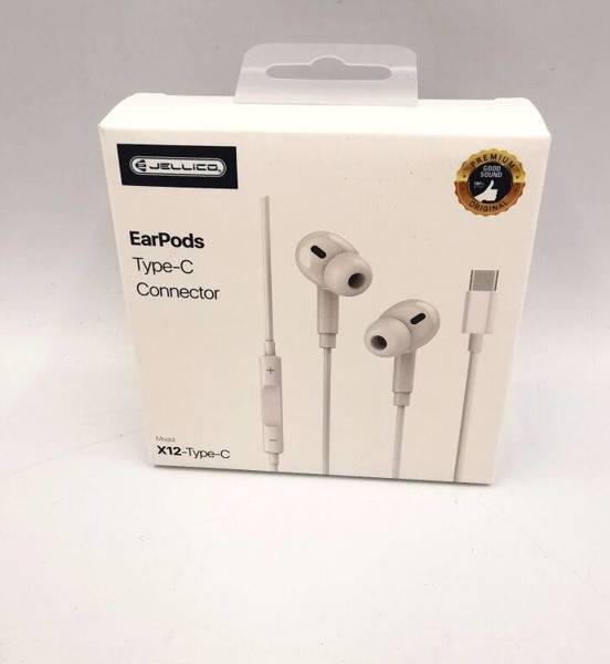 JELLICO EARPHONES - X14 USB-C WITH MICROPHONE WHITE