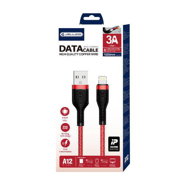 JELLICO USB CABLE - A12 3A MICRO USB 1.2M RED