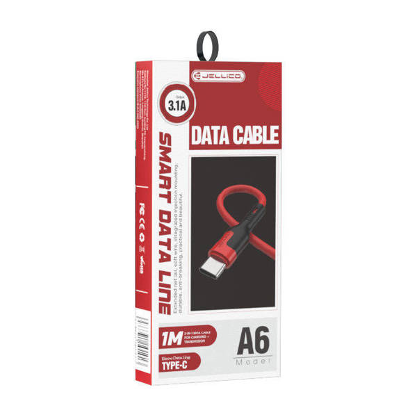 JELLICO USB CABLE - A6 3.1A USB-C 1M RED