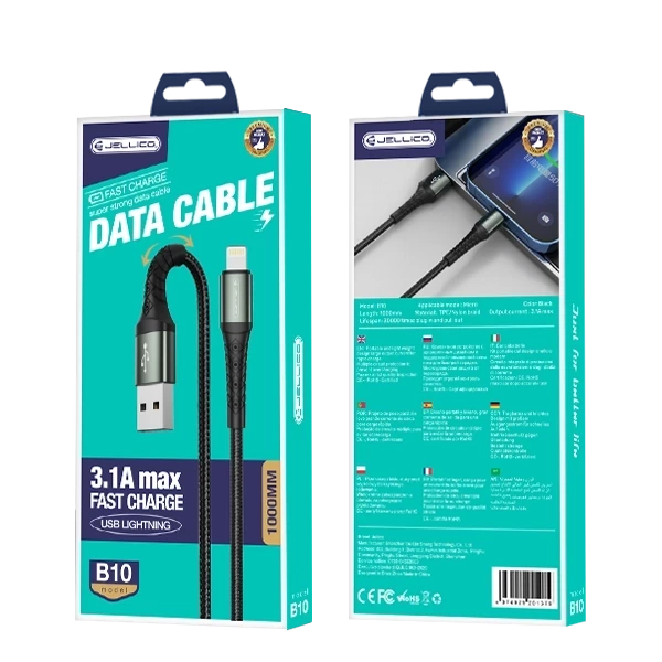 JELLICO cable B10 Lightning 3.1A 1M Black