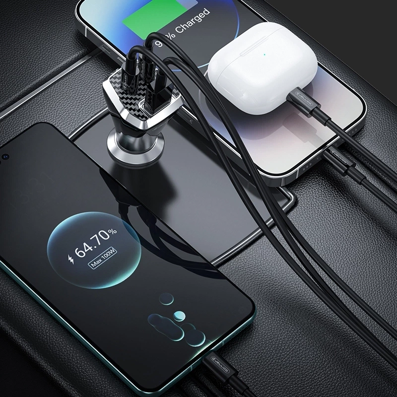 JELLICO car charger F15 PD 88,5W 2xUSB-C + 1xUSB QC3.0 Black