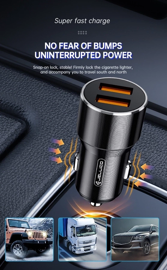 JELLICO car charger F9 36W 2xUSB QC3.0 Black