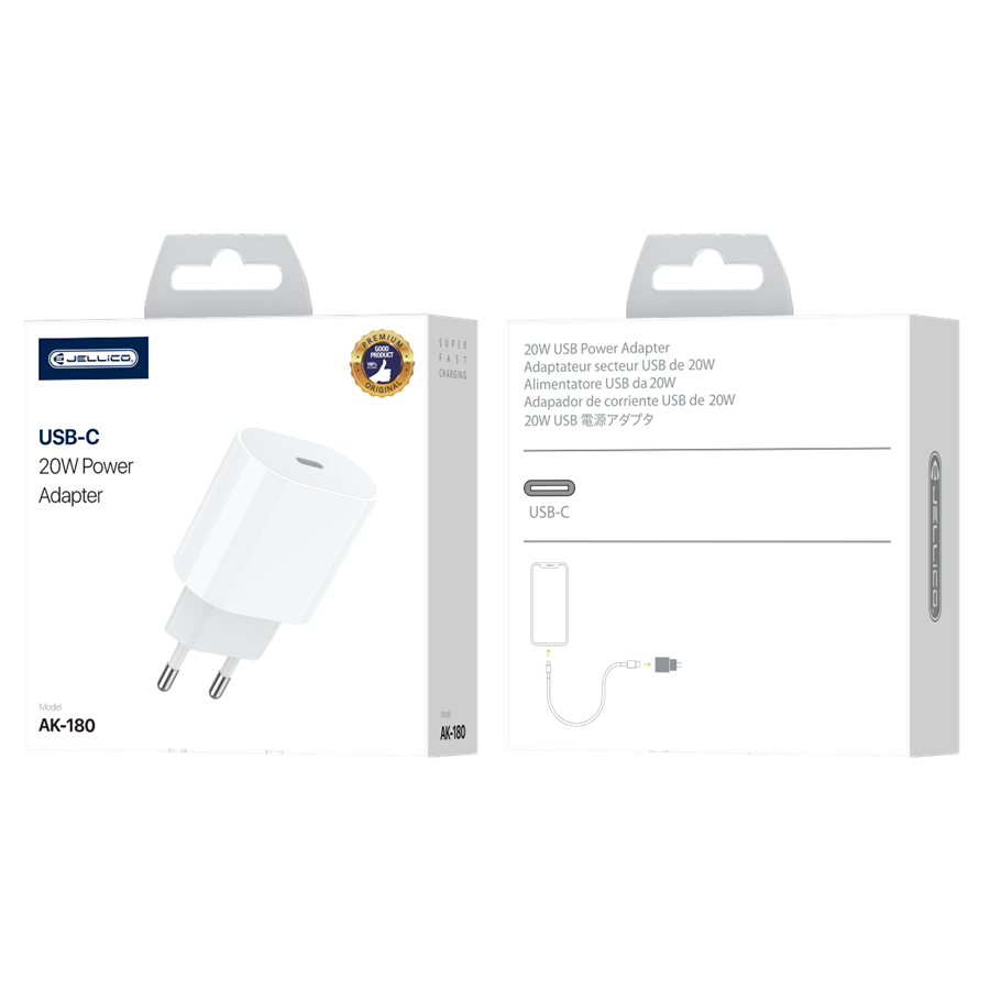 JELLICO wall charger AK180 PD 20W 1xUSB-C White