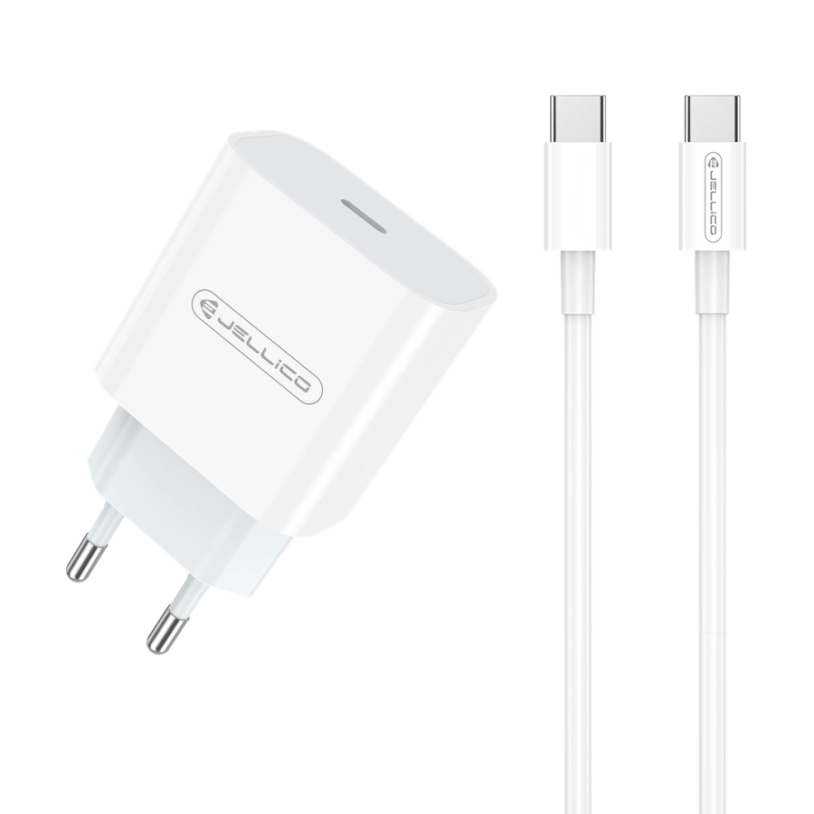 JELLICO wall charger AK180 PD 20W 1xUSB-C + cable USB-C - USB-C White