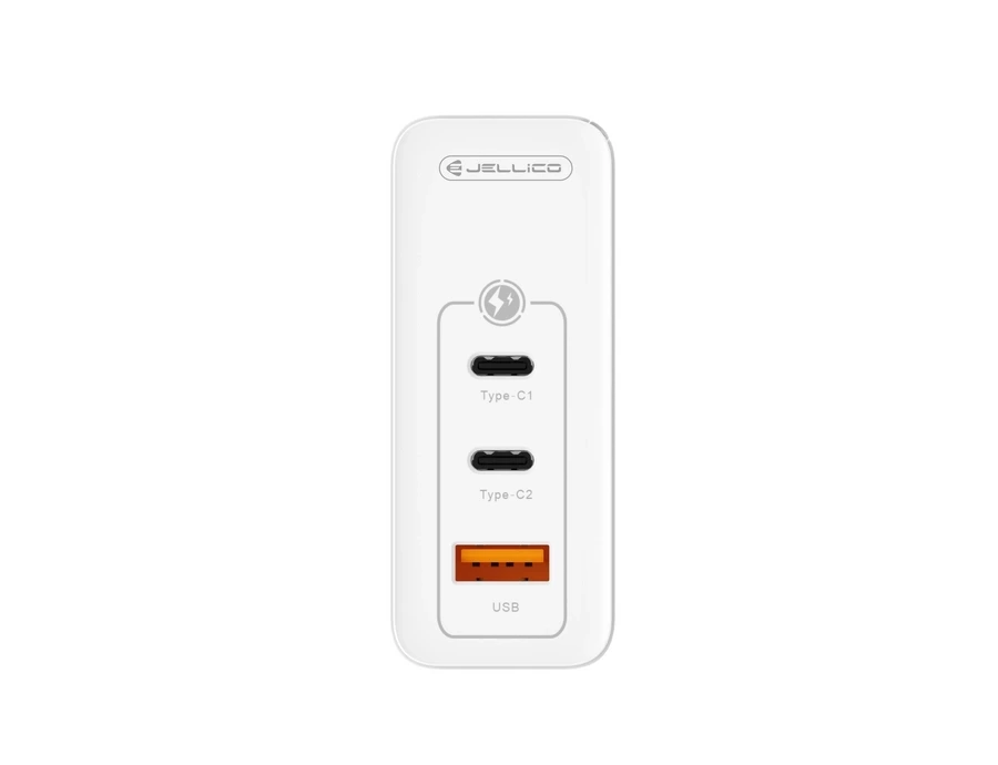 JELLICO wall charger C118 GaN PD 100W 2xUSB-C + 1xUSB QC3.0 White