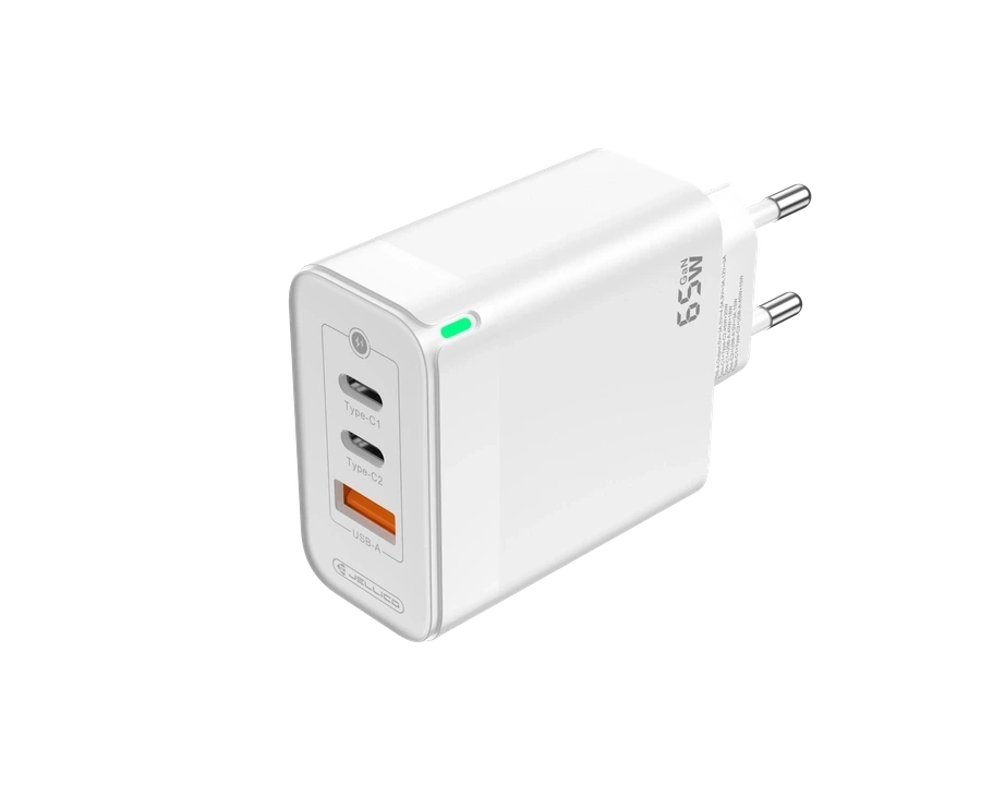 JELLICO wall charger C79 GaN PD 65W 2xUSB-C + 1xUSB QC3.0 White