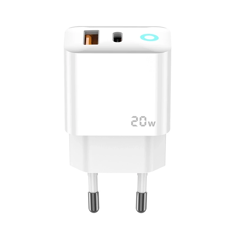 JELLICO wall charger EU11 PD 20W 1xUSB-C + 1xUSB QC3.0 + cable USB-C - USB-C White