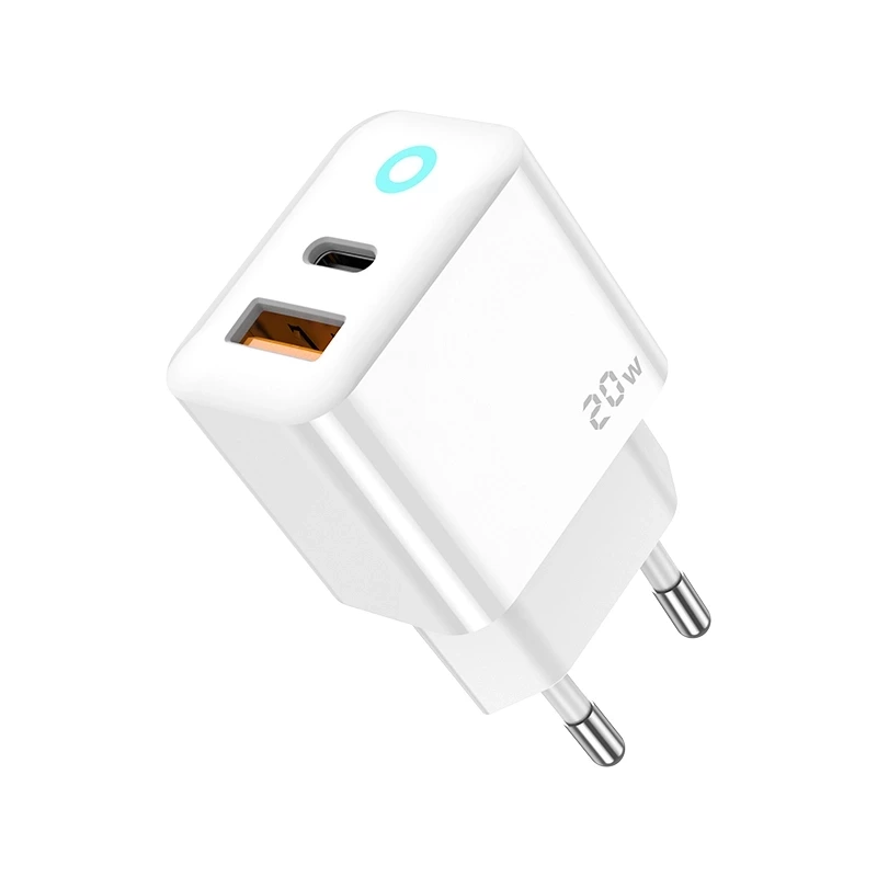 JELLICO wall charger EU11 PD 20W 1xUSB-C + 1xUSB QC3.0 + cable USB-C - USB-C White