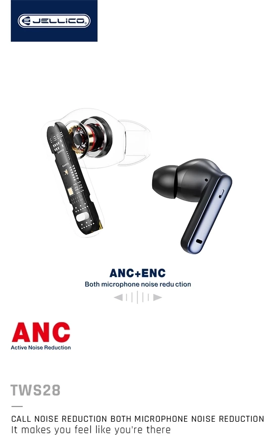 JELLICO wireless earphones (ANC+ENC) TWS28 Black