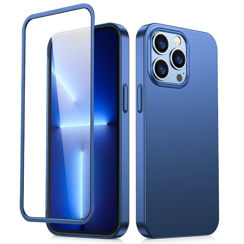 JOYROOM 360 FULL CASE FRONT AND BACK COVER FOR IPHONE 13 PRO MAX + TEMPERED GLASS SCREEN PROTECTOR BLUE (JR-BP928 BLUE)