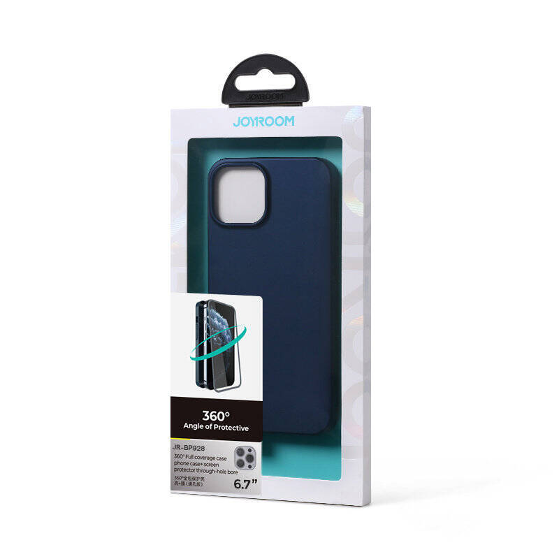 JOYROOM 360 FULL CASE FRONT AND BACK COVER FOR IPHONE 13 PRO MAX + TEMPERED GLASS SCREEN PROTECTOR BLUE (JR-BP928 BLUE)