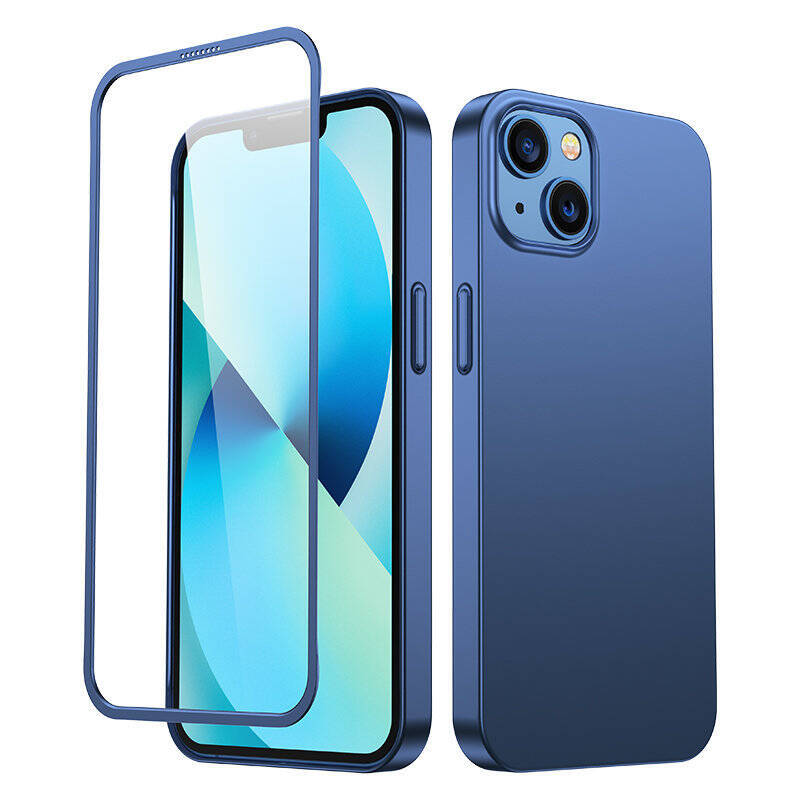 JOYROOM 360 FULL CASE FRONT AND BACK COVER FOR IPHONE 13 + TEMPERED GLASS SCREEN PROTECTOR BLUE (JR-BP927 BLUE)