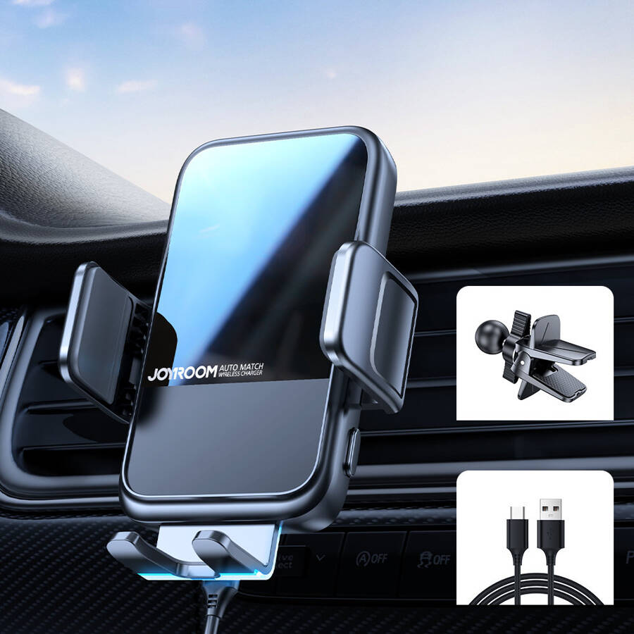 JOYROOM AUTOMATIC CAR HOLDER 15W QI INDUCTION CHARGER FOR AIR VENT GRILLE BLACK (JR-ZS298 AIR VENT)