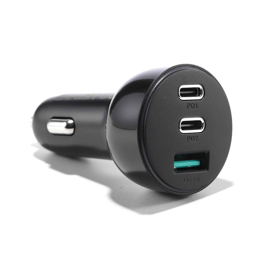 JOYROOM CAR CHARGER 70W WITH 3 PORTS: USB, 2 X USB C BLACK (JR-CL26)