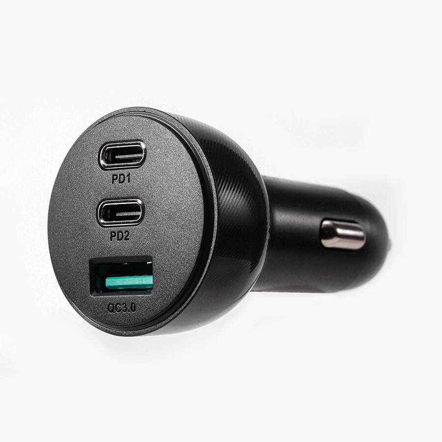 JOYROOM CAR CHARGER 70W WITH 3 PORTS: USB, 2 X USB C BLACK (JR-CL26)