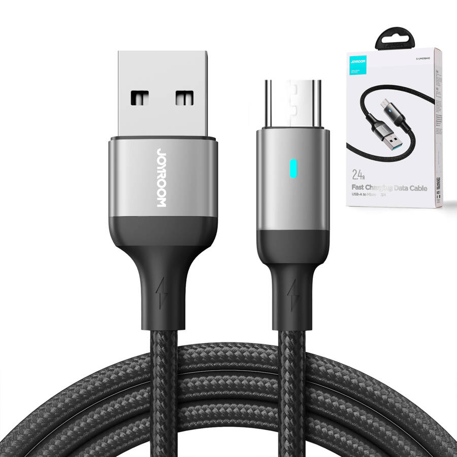 JOYROOM USB CABLE - MICRO USB 2.4A FOR FAST CHARGING AND DATA TRANSFER 2 M BLACK (S-UM018A10)