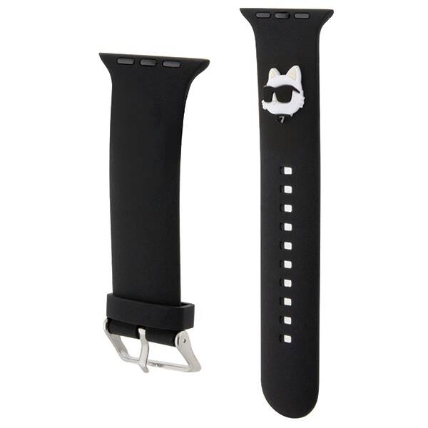 KARL LAGERFELD BASE KLAWMSLCNK APPLE WATCH 38/40/41MM CZARNY/BLACK STRAP 3D RUBBER CHOUPETTE HEADS