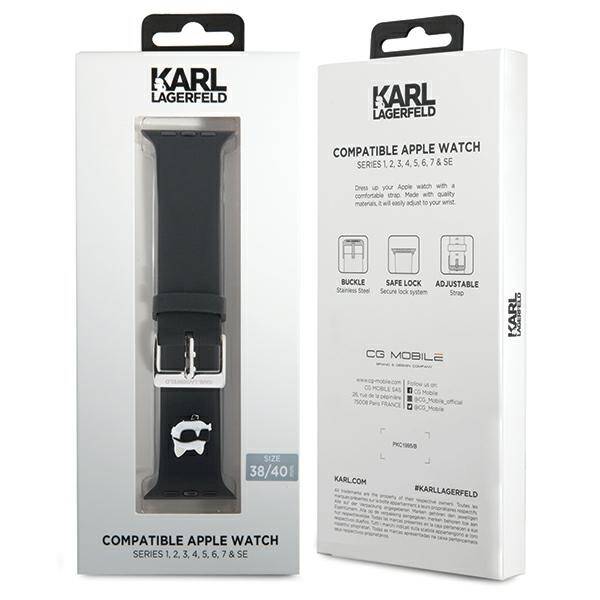 KARL LAGERFELD BASE KLAWMSLCNK APPLE WATCH 38/40/41MM CZARNY/BLACK STRAP 3D RUBBER CHOUPETTE HEADS