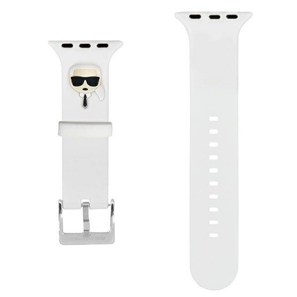 KARL LAGERFELD BASE KLWLSLKW APPLE WATCH 42/44/45/49MM BIAŁY/WHITE STRAP SILICONE KARL HEADS