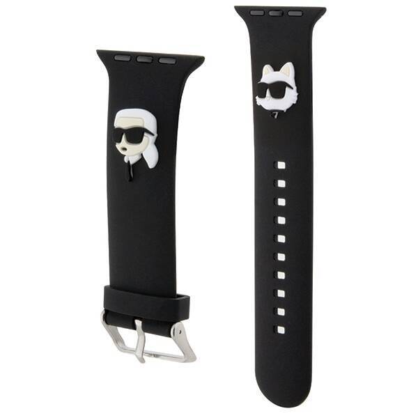 KARL LAGERFELD BELT KLWLSLKCNK APPLE WATCH 42/44/45/49MM BLACK/BLACK STRAP 3D RUBBER KARL & CHOUPETTE HEADS