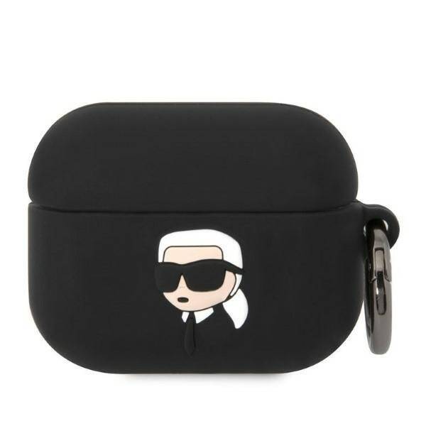 KARL LAGERFELD FLAPRUKKK AIRPODS PRO COVER BLACK/BLACK SILICONE KARL HEAD 3D