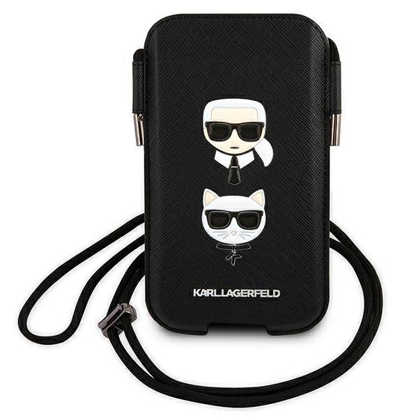 KARL LAGERFELD HANDBAG KLHCP12MOPHKCK 6.1 "BLACK/BLACK HARDCASE SAFFIANO KARL & CHUPETTE HEAD