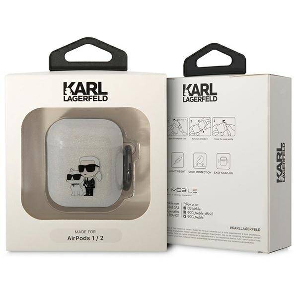 KARL LAGERFELD KLA2HNKCTGT AIRPODS 1/2 COVER TRANSPARENT GLITTER KARL & CHUPETTE