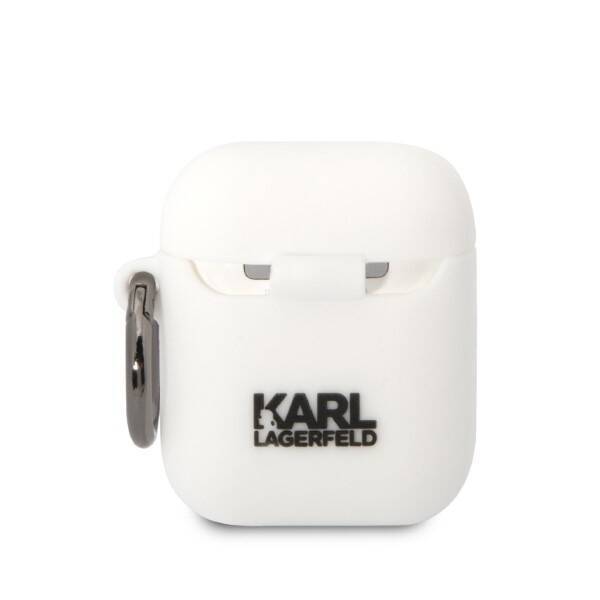 KARL LAGERFELD KLA2RUNIKH AIRPODS 1/2 COVER WHITE/WHITE SILICONE KARL HEAD 3D