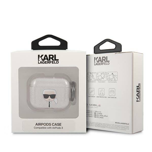 KARL LAGERFELD KLA3UKHGS AIRPODS 3 COVER SILVER/SILVER GLITTER KARL`S HEAD