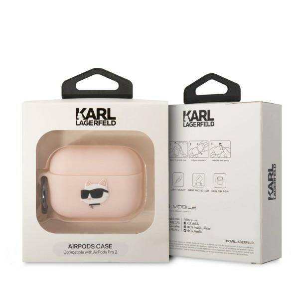 KARL LAGERFELD KLAP2RUNCHP AIRPODS PRO 2 (2022/2023) COVER PINK/PINK SILICONE CHOUPETTE HEAD 3D