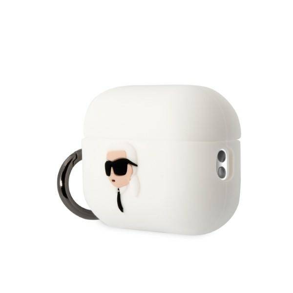 KARL LAGERFELD KLAP2RUNIKH AIRPODS PRO 2 (2022/2023) COVER WHITE/WHITE SILICONE KARL HEAD 3D