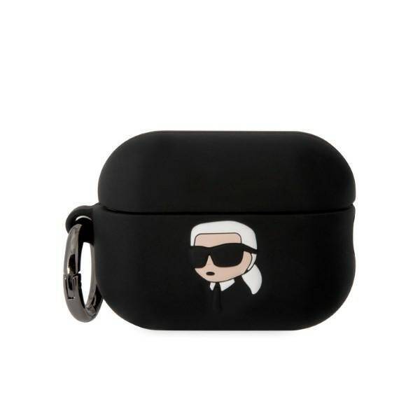 KARL LAGERFELD KLAP2RUNIKK AIRPODS PRO 2 (2022/2023) COVER CZARNY/BLACK SILICONE KARL HEAD 3D