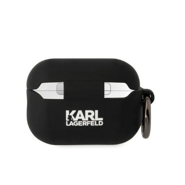 KARL LAGERFELD KLAP2RUNIKK AIRPODS PRO 2 (2022/2023) COVER CZARNY/BLACK SILICONE KARL HEAD 3D