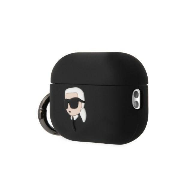 KARL LAGERFELD KLAP2RUNIKK AIRPODS PRO 2 (2022/2023) COVER CZARNY/BLACK SILICONE KARL HEAD 3D