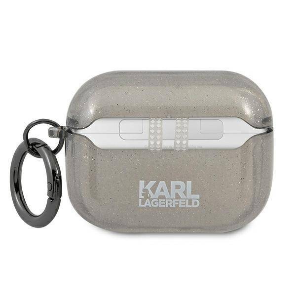 KARL LAGERFELD KLAPUKHGK AIRPODS PRO COVER CZARNY/BLACK GLITTER KARL`S HEAD