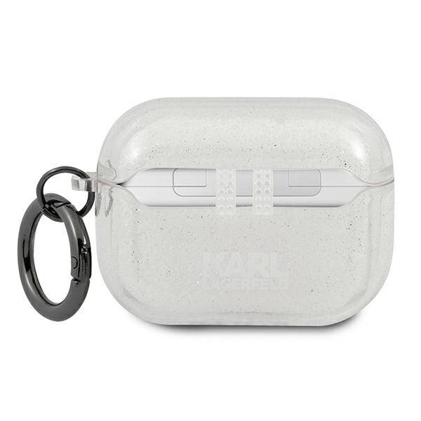 KARL LAGERFELD KLAPUKHGS AIRPODS PRO COVER SILVER/SILVER GLITTER KARL`S HEAD