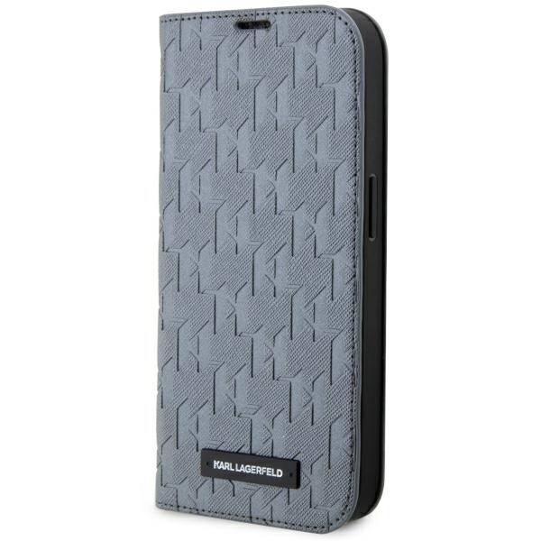 KARL LAGERFELD KLBKP14LSAKLHPG IPHONE 14 PRO 6.1 "BOOKCASE SILVER/SILVER SAFFIANO MONOGRAM