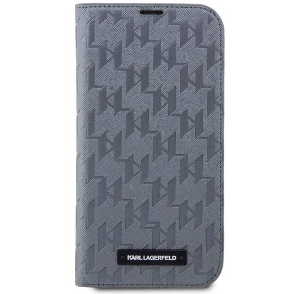 KARL LAGERFELD KLBKP14LSAKLHPG IPHONE 14 PRO 6.1 "BOOKCASE SILVER/SILVER SAFFIANO MONOGRAM