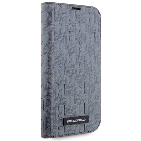 KARL LAGERFELD KLBKP14LSAKLHPG IPHONE 14 PRO 6.1 "BOOKCASE SILVER/SILVER SAFFIANO MONOGRAM