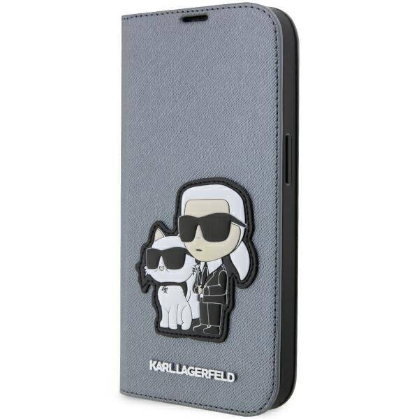 KARL LAGERFELD KLBKP14LSANKCPG IPHONE 14 PRO 6.1 "BOOKCASE SILVER/SILVER SAFFIANO KARL & CHOUPETTE