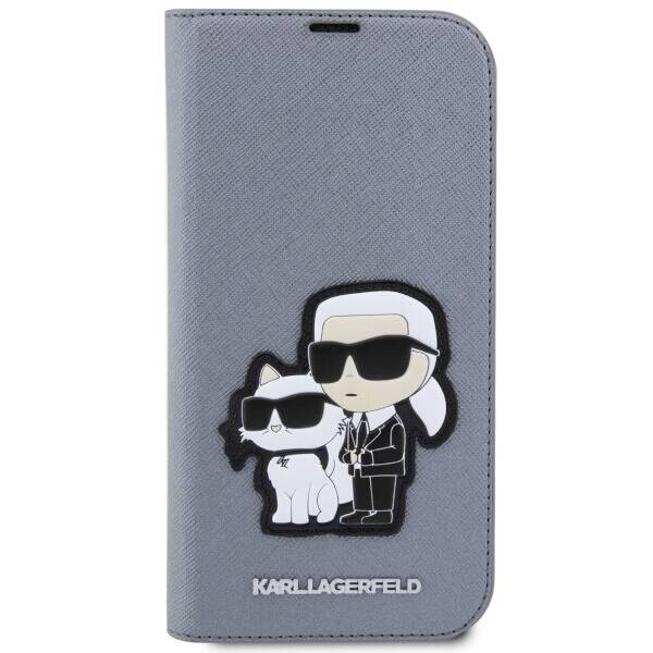 KARL LAGERFELD KLBKP14LSANKCPG IPHONE 14 PRO 6.1 "BOOKCASE SILVER/SILVER SAFFIANO KARL & CHOUPETTE