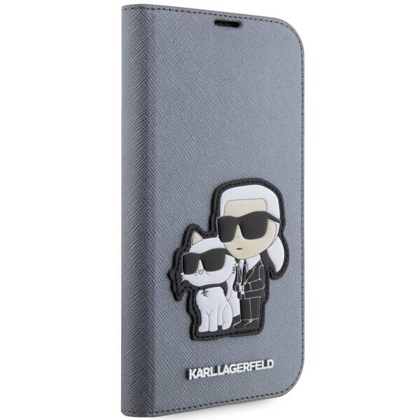 KARL LAGERFELD KLBKP14LSANKCPG IPHONE 14 PRO 6.1 "BOOKCASE SILVER/SILVER SAFFIANO KARL & CHOUPETTE